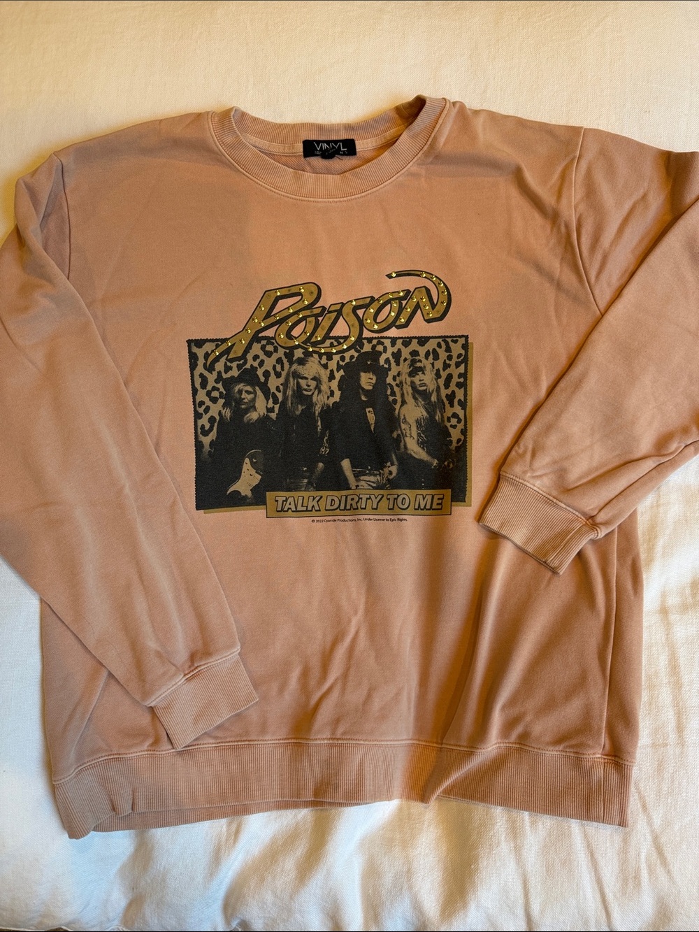 Poison Graphic Crewneck Sweatshirt - Dusty Rose (missing some beads)